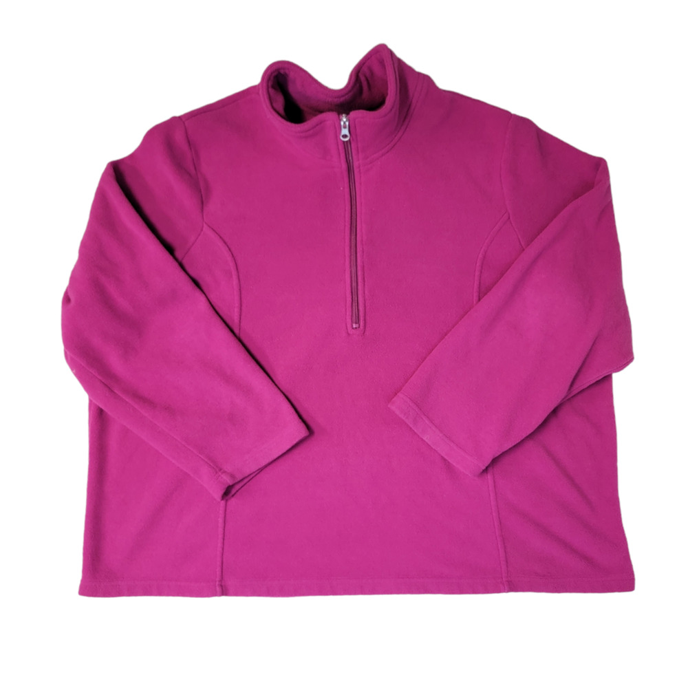 Scandia Woods Women's ¼ Zip Pullover Fuchsia Fleece Sweatshirt Pink Size 2XL